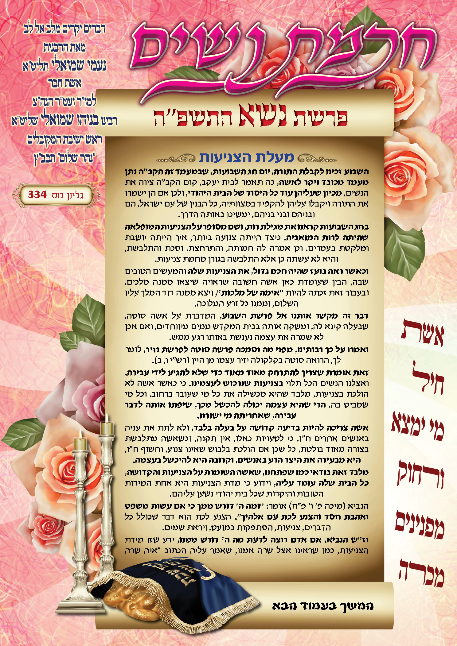 עלון חכמת נשים פרשת נשא תשפ''ה